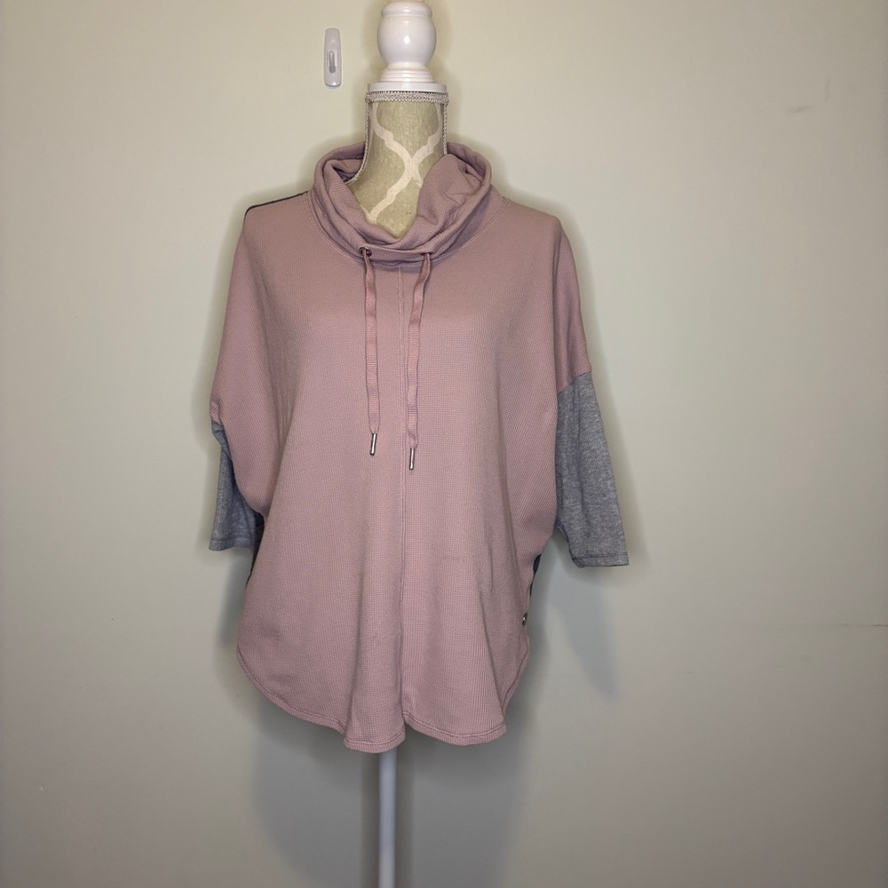 Calvin Klein Performance Pink and Gray Cowl Neck Sweater